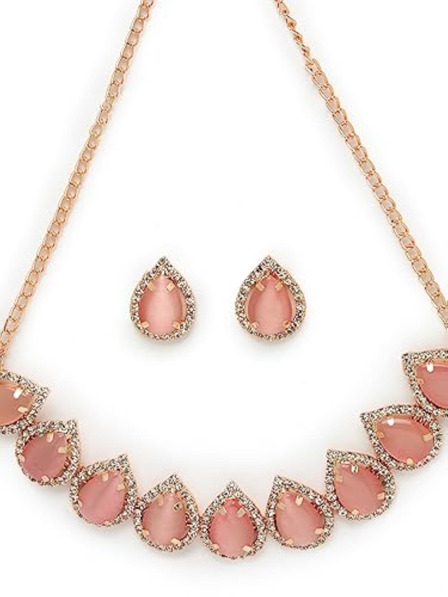 Gold-Plated AD Stones Necklace Set With Earrings